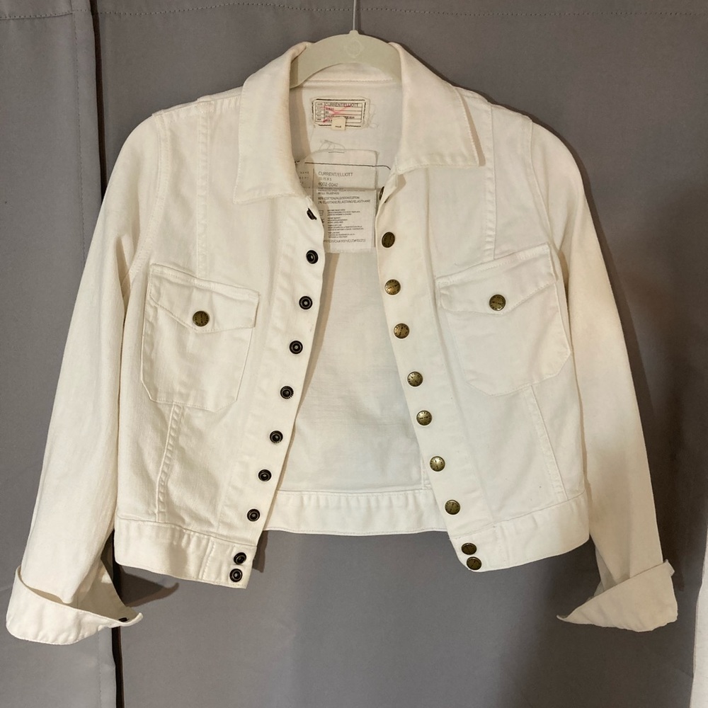 Current Elliott White Denim Jean Snap Jacket 1